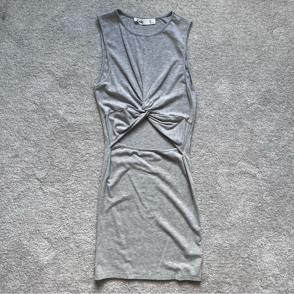 Elodie Heather Grey Twisted Cut-Out Mini Dress